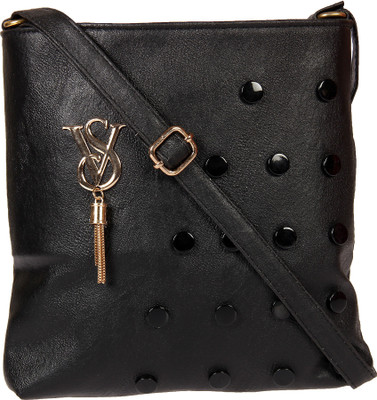 

STEEMO Women Casual Black PU Sling Bag