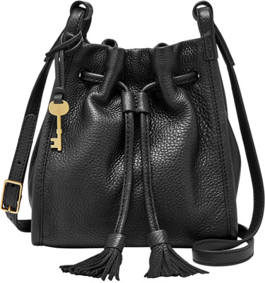 

Fossil Women Casual Black Genuine Leather Hand-held Bag