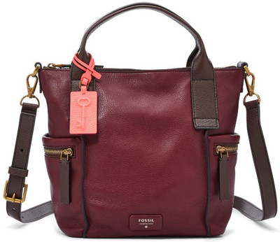 

Fossil Women Casual Maroon Genuine Leather Satchel