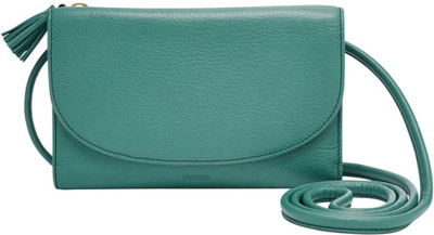 

Fossil Women Casual Green Genuine Leather Messenger Bag