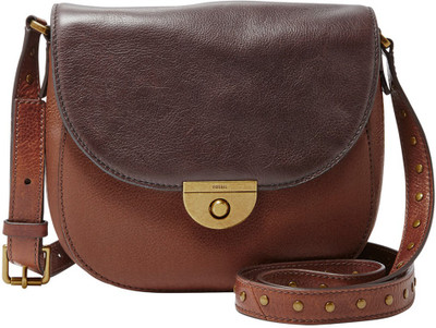 Fossil Women Formal Brown Genuine Leather Hand-held Bag