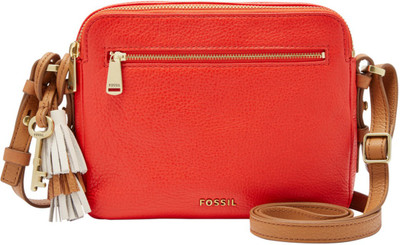 

Fossil Women Casual Red Genuine Leather Hand-held Bag