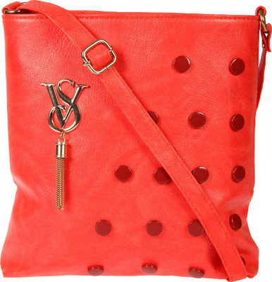 

STEEMO Women Casual Red PU Sling Bag