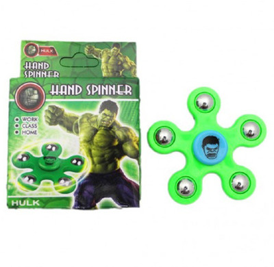 

VibeX ™ Superhero Hulk Fast Spin Fidget Spinner Hand Toy Stable 5 Side Steel Balls(Multicolor)
