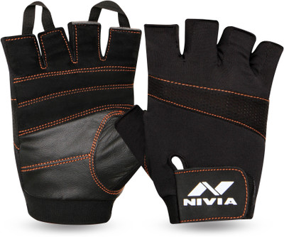 

Nivia Mamba Genuine Leather Glove Gym & Fitness Gloves (M, Black)