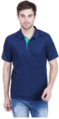 ADIDAS Solid Men Polo Neck Blue T-Shirt