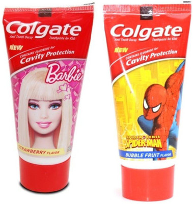 

Colgate Brushing Made Fun With Barbie and Spiderman Toothpaste 80gm Toothpaste(80 g, Pack of 2)