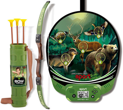 

Emob Bow Hunting Archery Set Sport Toy with Automatic LCD Electronic Scoring & Wildlife Sound Effect(Green)