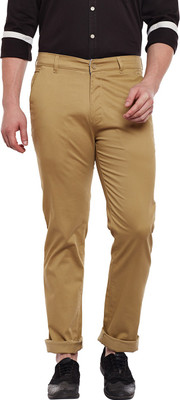 Kontail Slim Fit Men Brown Trousers