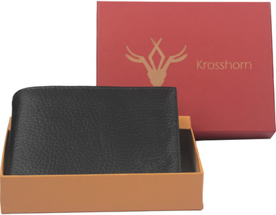 

Krosshorn Men Black Genuine Leather Wallet(9 Card Slots)