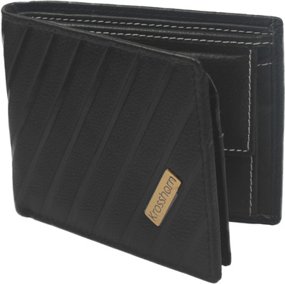 

Krosshorn Men Black Genuine Leather Wallet(6 Card Slots)