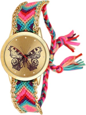 CREATOR ™ Butter Fly Printed Rose Gold Dial Fashion-Handmade-Braided-Friendship-Casual-Colors May Vary- New Watch  - For Girls   Watches  (Creator)