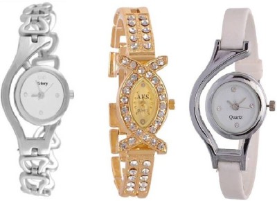 lavishable GLORY Silver Chain Aks Golden And white Stylish Combo Watches For Woman And Girls Watch - For Girls Watch - For Women Watch  - For Women   Watches  (Lavishable)