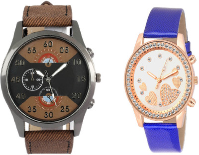 

SOOMS ARTIFICIAL CHRONOGRAPH DIAL DARK BROWN STRAP MEN WATCH WITH QUEEN OF HEARTSSOOMS SL-0068 SUPER BEAUTIFUL LADIES DIAMOND STUDDED PARTY WEAR Watch - For Couple