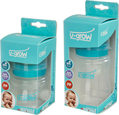 

U-Grow Feeding Bottle Wide Neck Combo of 125 - 250 ml(White, Torquoise)