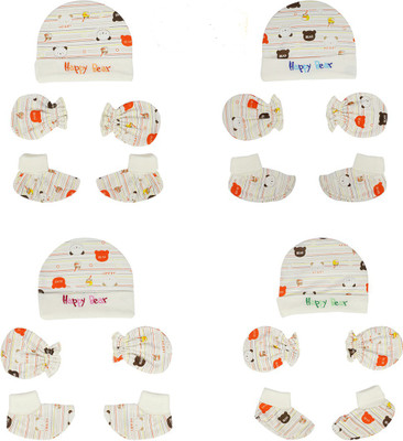 

Aarushi Cotton Printed Caps Mitten and Booties Combo Set(Multicolor)