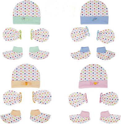 

Aarushi Cotton Printed Caps Mitten and Booties Combo Set(Multicolor)