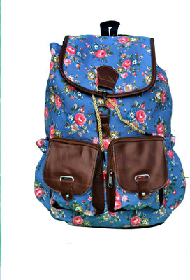 

Moddic Sky Blue Flora Fabric Bagpack Waterproof Backpack(Black, 10 L)