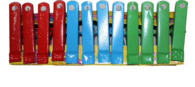 

Wonder Star Cloth grip pin Medium Iron Binder Slip(Set of 12, Multicolor)