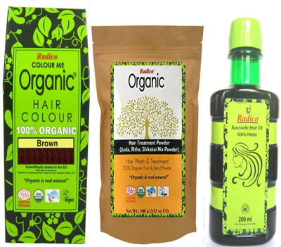 

Radico 100% Organic Brown With Hair Treatment & Ayurvedic Hair Oil(Set of 3)