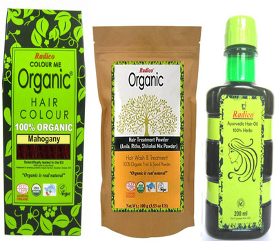 

Radico 100% Organic Mahogany With Hair Treatment & Ayurvedic Hair Oil(Set of 3)