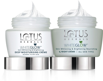 

LOTUS HERBALS Whiteglow Deep Moisturising Creme 60g and Whitening & Brightening Nourishing Night Cream 60 g(Set of 2)