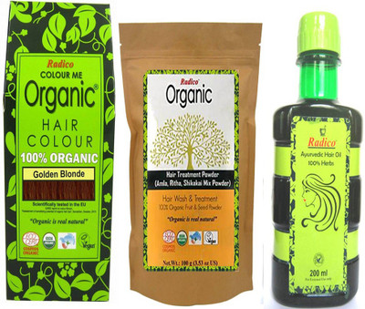 

Radico 100% Organic Golden Blonde With Hair Treatment & Ayurvedic Hair Oil(Set of 3)