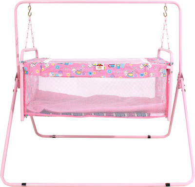 

Furncoms 1003D Hanging Baby Cradle Bed with Mosquito Net Jhula Thottil, Pink(Pink)