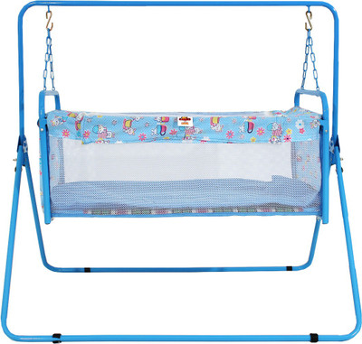 

Furncoms 1003D Hanging Baby Cradle Bed with Mosquito Net Jhula Thottil, Pink(Blue)