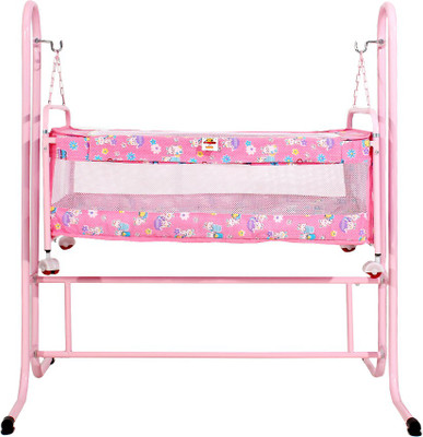 

Furncoms 1020 Hanging Baby Cradle Bed with Mosquito Net Jhula Thottil, Pink(Pink)