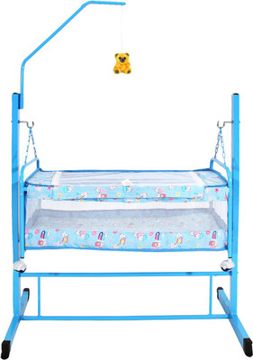

Furncoms 1019 Hanging Baby Cradle Bed with Mosquito Net Jhula Thottil, Blue(Blue)