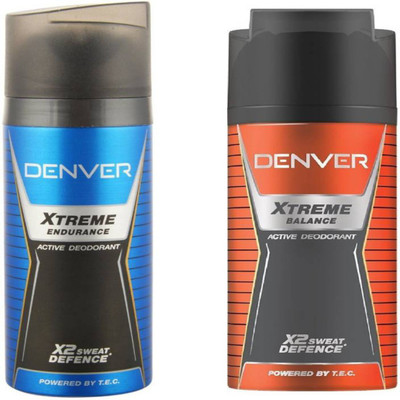 

Denver Den_ Xtreme Endurance And Balance Active Deodorant X2 Sweat Defence Body Spray - For Men & Women(300 ml, Pack of 2)