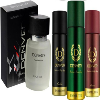 

Denver Den_ Blackcode, Hamilton, Caliber and Honour Body Spray - For Men & Women(545 ml, Pack of 4)