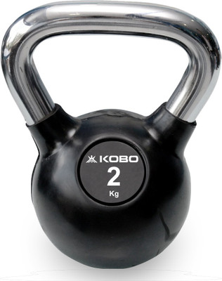 

Kobo 2 Kg Rubber Coated Cast Iron With Chrome Handle (IMPORTED) Black Kettlebell(2 kg)