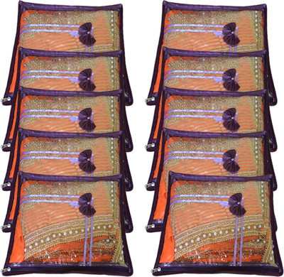 

Aadhya Designer Single saree cover pack of 10(Purple)