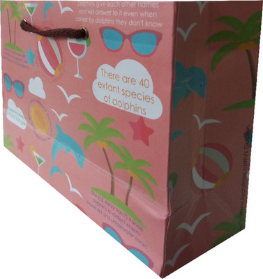 

EVINCE GIFT BAGS eVincE GIFT PAPER BAG -5 x 1 (9.5" X 6") Most convenient size for daily needs, with interesting facts about DOLPHINS For everyones interest PAPER Gift Wrapper(PEACH AND MULTICOLOR)