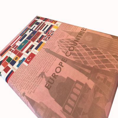 

EVINCE GIFT WRAPPING PAPER europe and its all country flagsand names PAPER Gift Wrapper(Pink)