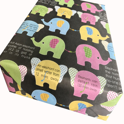 

EVINCE GIFT WRAPPING PAPER elephant and its facts PAPER Gift Wrapper(grey and pastels)
