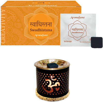 Aromafume Swadhistana Incense Bricks (Small) & Exotic Incense Diffuser Fresh Agarbattis(8 Units)