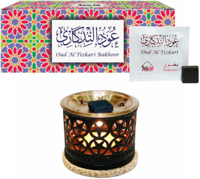 

Dukhni Oudh Bakhoor Tizkari (Medium) & Star Burner Natural Agarbattis(20 Units)