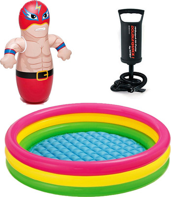 

Intex ® Original Inflatable 5ft Water Tub Kids SwimmingPool With Hitme Toy & Hand Pump Inflatable Pool(Multicolor)