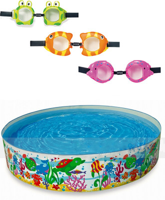 

Intex ® Original 8ft Ocean Reef Snapset Pool With 3 Swimming Goggles Inflatable Pool(Multicolor)