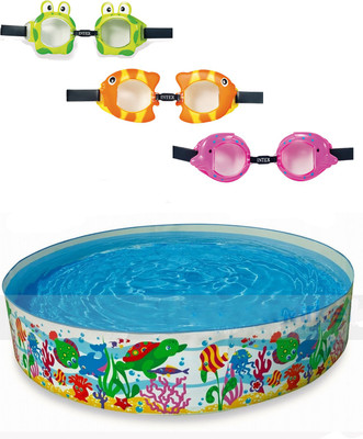 

Intex ® Original 6ft Ocean Reef Snapset Pool With 3 Swimming Goggles Inflatable Pool(Multicolor)