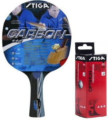 

Stiga Combo of Two, one 'Carbon CR' table tennis Racquet and one 'Optimum 40+' Ping Pong ball box- Table Tennis Kit