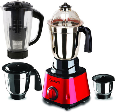 

Sunmeet MG17-TAC-Gal-142 1000 W Juicer Mixer Grinder(Red, 4 Jars)