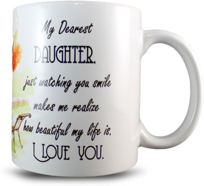 

Juvixcbuy My Dearest Daughter Coffee Ceramic Mug(325 ml), Multicolor