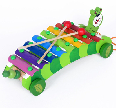 

Emob Caterpillar face Push and Pull Noise Maker Musical Instrument xylophone struck piano Toy For kids(Multicolor)