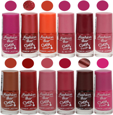 

Fashion Bar Rani Pink,Glitter Red,Orange,Pink,Deep Red,Pink,Brown,Red,Pink,Deep Pink,Dark Brown,Rani Pink Nail polish Rani Pink,Glitter Red,Orange,Pink,Deep Red,Pink,Brown,Red,Pink,Deep Pink,Dark Brown,Rani Pink(Pack of 12)