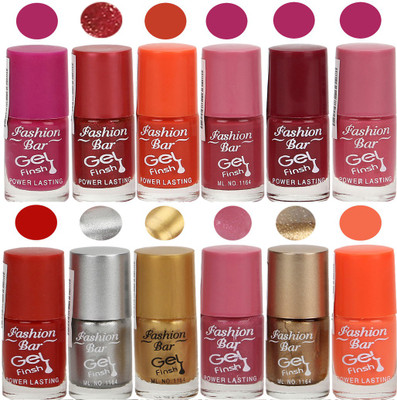 

Fashion Bar Rani Pink,Glitter Red,Orange,Pink,Deep Red,Pink,Neon Red,Silver,Golden,Shimmer Pink,Copper,Neon Orange Nail polish Rani Pink,Glitter Red,Orange,Pink,Deep Red,Pink,Neon Red,Silver,Golden,Shimmer Pink,Copper,Neon Orange(Pack of 12)