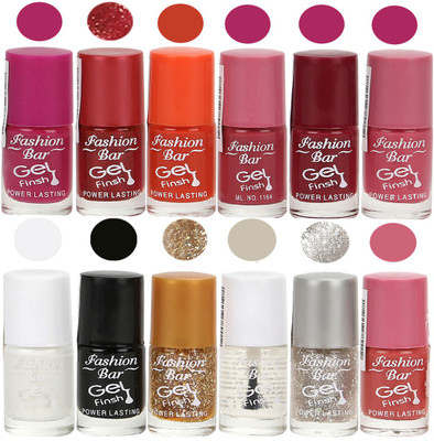 

Fashion Bar Rani Pink,Glitter Red,Orange,Pink,Deep Red,Pink,White,black,Glitter Golden,Transperent,Glitter Silver,Pink Nail polish Rani Pink,Glitter Red,Orange,Pink,Deep Red,Pink,White,black,Glitter Golden,Transperent,Glitter Silver,Pink(Pack of 12)